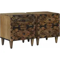 vidaXL Nachtkastje 2 pcs Bruin 40 x 33,5 x 46 cm Massief Mango Hout