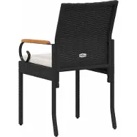 vidaXL Tuinstoelen 4 pcs Zwart en Crème Wit Poly Rattan en Acacia