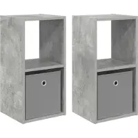 vidaXL Nachtkastje 2 st Beton Grijs 30,5 x 27 x 59,5 cm Bewerkt hout