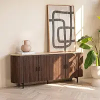 Giga Meubel Dressoir Amber Walnoot Travertin 200cm