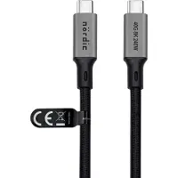 NÖRDIC USB C naar USB C - USB-C Kabels - USB4 PD3.1 240W 8K 60Hz - 40Gbps - Geschikt voor Laptop, Smartphone & Tablet - 1m - Grijs