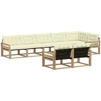 vidaXL Buiten bank set 8 st Wit en crèmekleurig