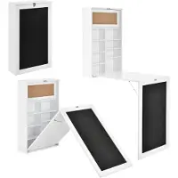 En.casa [] Klaptafel, uitschuifbaar bureau, wandklaptafel met whiteboard en prikbord, wit
