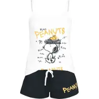 Peanuts Pyjama - Snoopy - S tot 3XL - voor Vrouwen - wit-zwart - Maat S