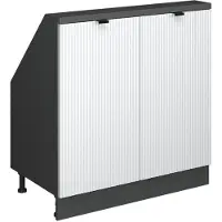Vicco Keukenkast voor schuine wand R-Line Witte golf 80 cm met 2 deuren, Model 60636