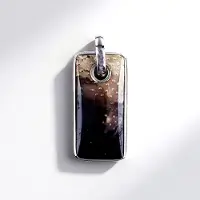 Cavill - Zilveren Hanger - 925 Sterling Zilver - 23K Verguld - Versteend Palmhout Baguette Cabochon - Modern Design - Handgemaakt