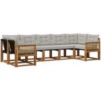 vidaXL Buiten bank set 7 st Naturel en lichtgrijs