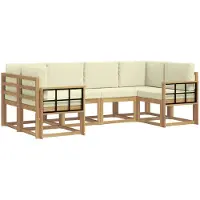 vidaXL Buiten bank set 6 st Wit en crèmekleurig