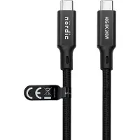 NÖRDIC USB C naar USB C - USB-C Kabels - USB4 PD3.1 240W 8K 60Hz - 40Gbps - Geschikt voor Laptop, Smartphone, Tablet - 1,5m - Zwart