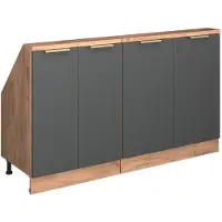 Vicco R-Line Keukenkast voor schuine wand – 140 cm Set van 2 Antraciet goud/goud power eiken