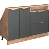 Vicco R-Line Keukenkast voor schuine wand – 120 cm Set van 2 Antraciet goud/goud power eiken