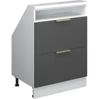 Vicco Keukenkast voor schuine wand R-Line Antraciet-goud 60 cm met 2 laden, Model 60627