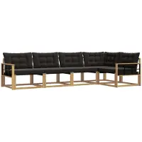 vidaXL Buiten bank set 5 st Wit en zwart