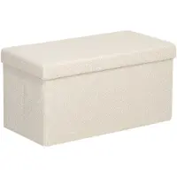 HOMCOM -Sitzbank-Polyester, MDF-76L x 38B x 38H cm-Cremeweiß