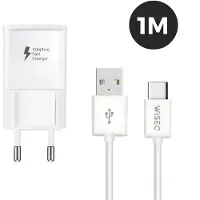 WISEQ Snellader USB C - Geschikt voor Samsung - 18W Fast Charger - Inclusief USB-C Kabel 1 Meter - Wit