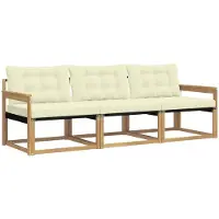 vidaXL Buiten bank set 3 st Wit en crèmekleurig