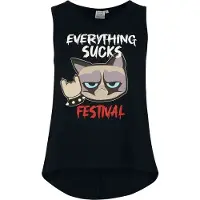 Grumpy Cat Top - Everything Sucks - Festival - S tot 3XL - voor Vrouwen - zwart | Maat S