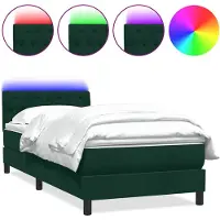 vidaXL Boxspring met matras en LED fluweel donkergroen 80x220 cm