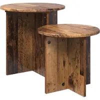 vidaXL Bijzettafelset 2 st Oud hout Ø 45 x 45 cm Geconstrueerd hout