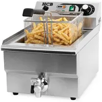HCB - Professionele grote Horeca frituurpan - Friteuse - 14 liter - 230V - RVS / INOX frietketel - frietpannen - frietpan met kraantje - aftapkraan - 53x33.6x38 cm (DxBxH) - 3000W - 2597