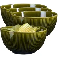 Mica Decorations Serveer/chips schaaltje Nusa - 2x - groen - 14 x 7 cm - keramiek - kommetjes