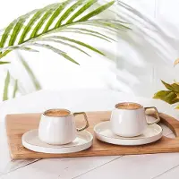 Karaca Saturn theeservies voor 2 personen, 2 theekopjes, porselein, voor koffie, thee, melk, Turkse koffie-espresso-set, Turkse traditionele koffiekopjes
