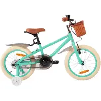 Happiq Meisjesfiets – Voor kinderen – Met zijwieltjes, handrem, coasterrem en mandje – Groen, 46 cm