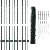 vidaXL zeshoekig gaasgek met palen 25 x 1,2 m PVC-Coated Staal Groen