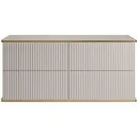 Vente-unique Zwevend badkamermeubel, geribbeld met gouden biesje - Beige - 120 cm - KELIZA