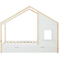 Vente-unique Hutbed hout wit 90 x 190 cm RINELYA