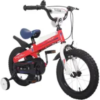Happiq Kinderfiets – Voor kinderen van 2-4 jaar – Met zijwieltjes en Klinghandrem – Rood, 41 cm