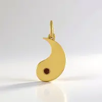 Cavill - Vergulde 925 Sterling Zilveren Hanger - Mozambique Granaat 0,043 ct - Ronde Edelsteen - Halvemaan Vorm - Elegante Luxe Sieraden