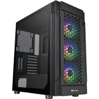 Thermaltake CA-1W2-00M1WN-01 Midi-tower PC-behuizing Zwart 3 voorgeïnstalleerde LED-ventilators, LCS-compatibel, Zijvenster, Geschikt voor DIY-waterkoeling,