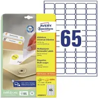 Avery Zweckform universele etiketten, 38,1 x 21,2 mm, wit, 30 vel, verwijderbaar