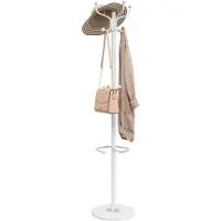 vidaXL Kapstok met parapluhouder 180 cm gepoedercoat ijzer wit
