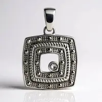 Cavill - Zilveren Hanger - 925 Sterling Zilver - 0,058 ct Argyle Rose de France Diamant - 0,312 ct Markasiet - Geometrisch Design - Dames