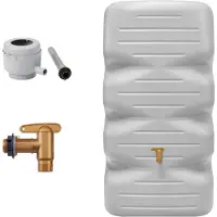 Mira Waterton - Regenton - Watertank - 340L - Afvoerkraan en Regenpijpaansluiting - Betongrijs - 59cm x 59cm x 112cm
