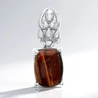 Cavill - Zilveren Hanger - 925 Sterling Zilver - Rode Tijgeroog 2,31 ct - Ovale Cabochon Edelsteen - Elegant Mexicaans Sieraad