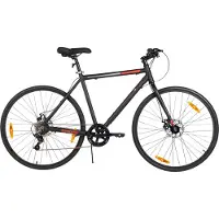 Happiq Racefiets – Voor heren en dames – 7 versnellingen / dubbele schijfrem / lichtgewicht frame – Aluminium / Zwart / Maat M (71 cm)