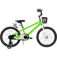 Happiq Kinderfiets – Voor kinderen van 3-12 jaar – Met oplichtende zijwieltjes – Groen, 51 cm