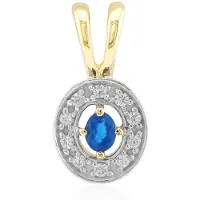 Cavill - Luxe gouden hanger - 9K geel goud - Haüyn edelsteen ovaal 0,034 ct omringd door zirkonia 0,061 ct - elegante sieraden met blauwe steen