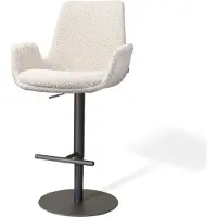 Nolon Niva-Eef Draaibare Tulp Barkruk Bouclé Beige - Verstelbaar - Mat Zwart Onderstel - Barstoel - Armleuning
