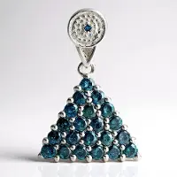 Cavill - Luxe Zilveren Hanger 925 Sterling Platina Verguld - 0,8 ct Fancy Diamant - Stijlvolle Blauw Accent Driezijdig Sieraad