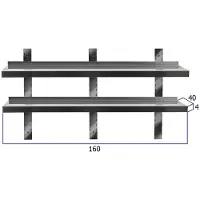 HCB - Professionele Wandschap van metaal - Dubbel wandschap - RVS / INOX - Muurplank - wandplank - Horeca - 40x160x4 cm (DxBxH) - 20 kg - 9028