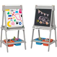 AIYAPLAY Kinderschildersezel MDF, grenenhout 51L x 50B x 108H cm Grijs