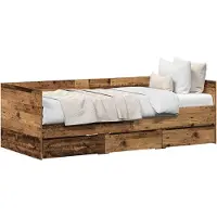 vidaXL Dagbed met lade met opslag Oud Hout 90 x 190 cm Bewerkt hout