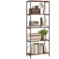 HOMCOM Bookshelf Metaal 60L x 30B x 170,5H cm Rustiek Bruin