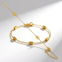 Cavill - Zilveren Armband 925 Sterling Verguld - 2 Mistige Baltische Barnstenen 0,2 ct - Elegant Cabochon Design - Verstelbaar Luxe Sieraad