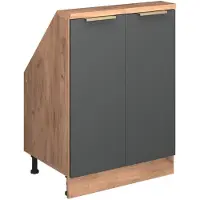 Vicco R-Line Keukenkast voor schuine wand – 60 cm met 2 deuren Antraciet goud/goud power eiken