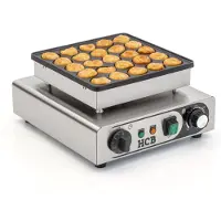 HCB - Professionele Poffertjesbakplaat - 25 poffertjes - 230V - RVS / INOX poffertjespan electrisch - Electrische Poffertjesmaker - 34x31x17.5 cm (DxBxH) - 7 kg - 8524
